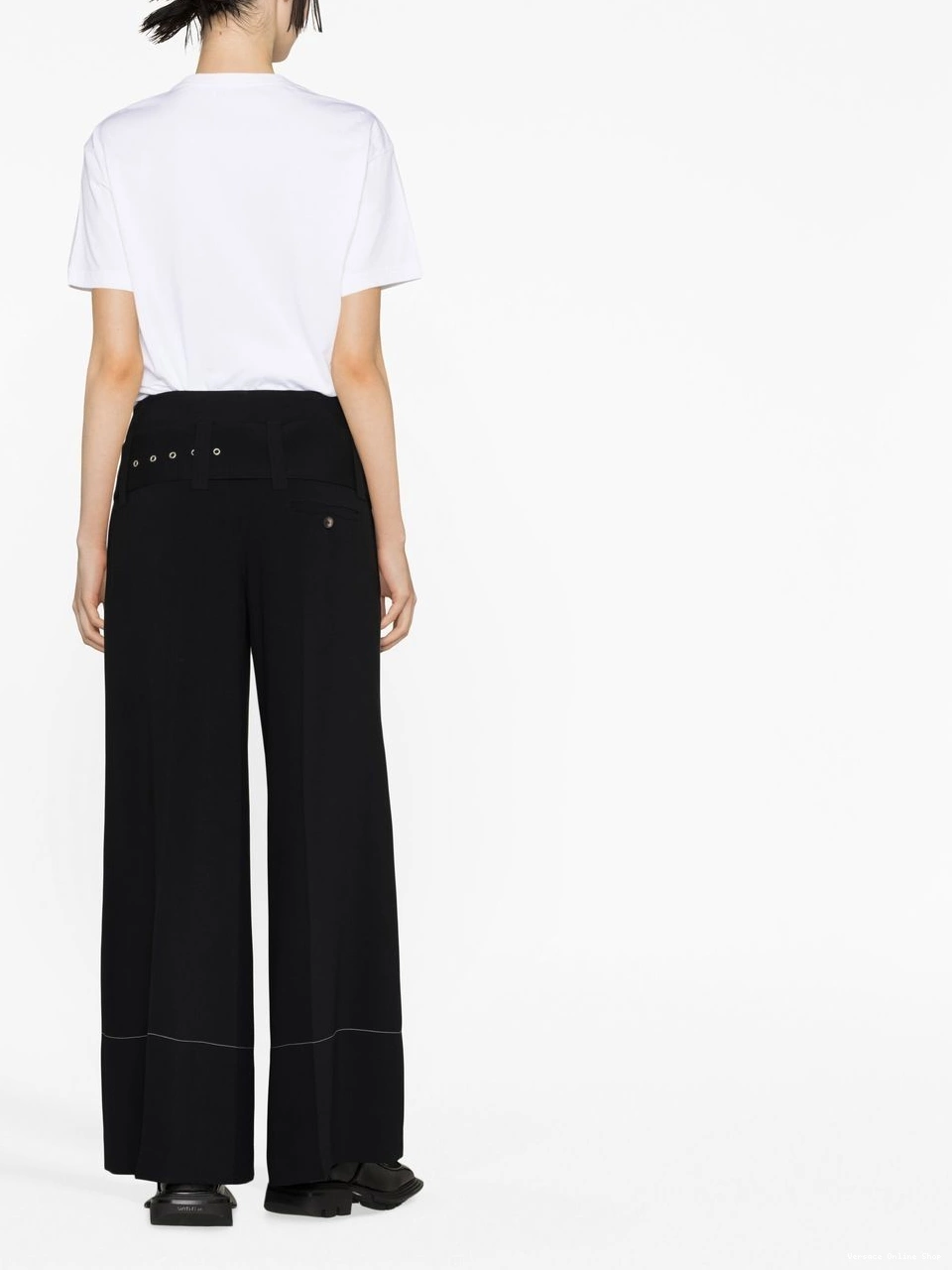 Cheap Versace high-waisted wide-leg Women trousers 0719